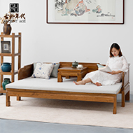 新中式榆木沙发组合小户型客厅家具多功能折叠推拉两用实木沙发床